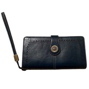 Blue Leather RFID Wristlet/Wallet NWT